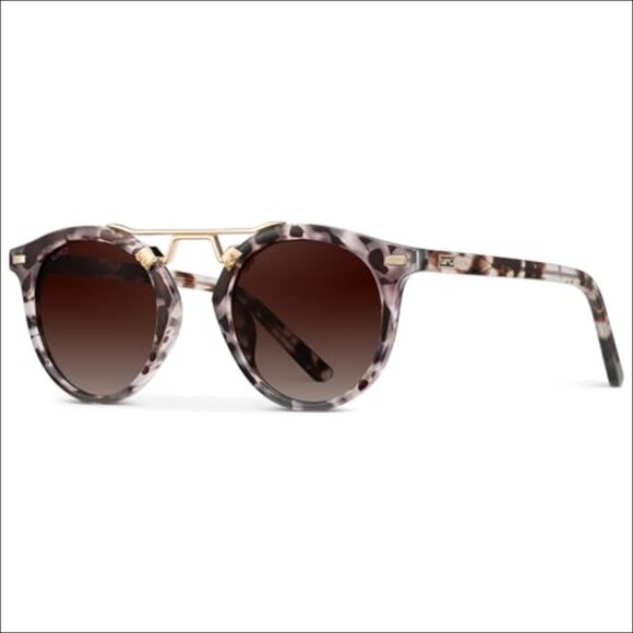 Polarized Round Retro Sunglasses with Double-Bridge Frame